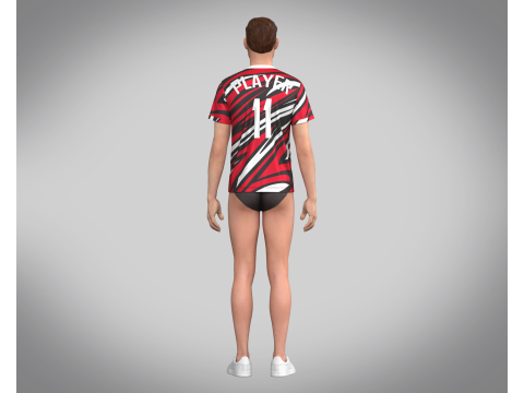Soccer Red Print Jersey-11 V2 3D Model