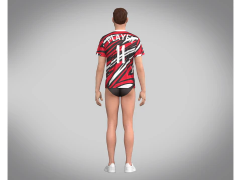 Soccer Red Print Jersey-11 V2 3D Model