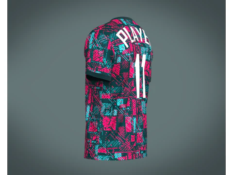 Soccer Red Printed Jersey - 11 3D Model