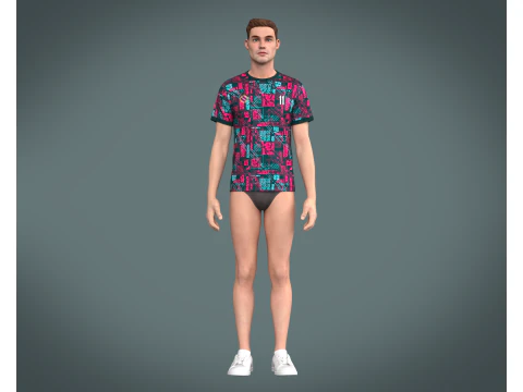 Soccer Red Printed Jersey - 11 3D Model