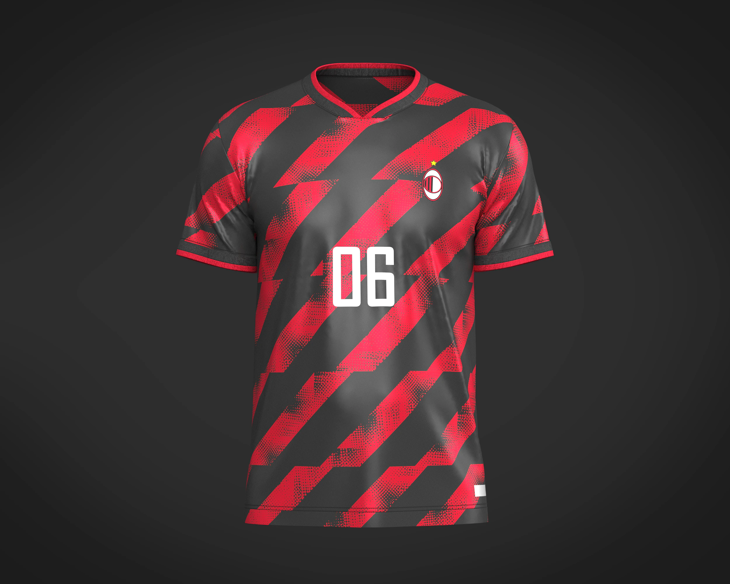 Soccer Red Stripe jersey Player-06 3D Model .c4d .max .obj .3ds .fbx .stl .blend 