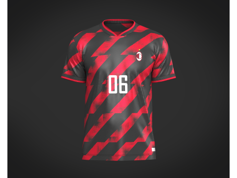 Soccer Red Stripe jersey Player-06 3D Model