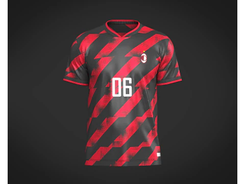 축구 레드 스트라이프 저지 Player-06 3D 모델