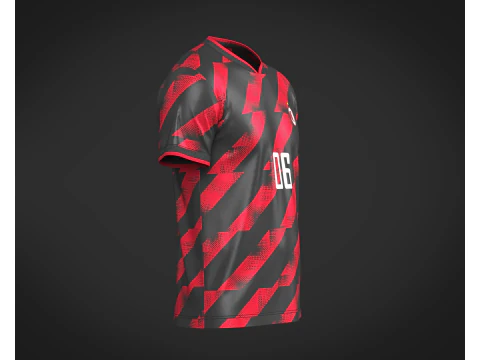 Soccer Red Stripe jersey Player-06 3D Model