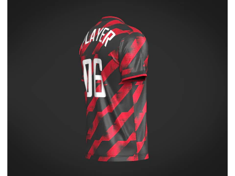 Soccer Red Stripe jersey Player-06 3D Model