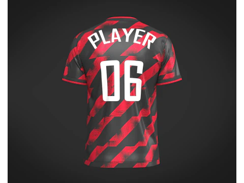 Soccer Red Stripe jersey Player-06 3D Model