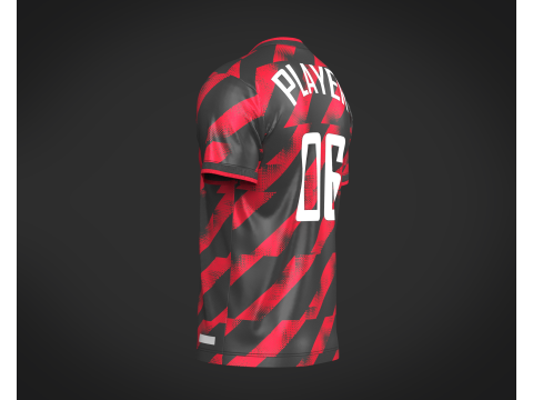Soccer Red Stripe jersey Player-06 3Dモデル