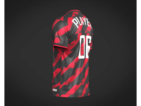 Soccer Red Stripe jersey Player-06 3D Model