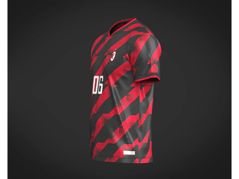Soccer Red Stripe jersey Player-06 3D Model