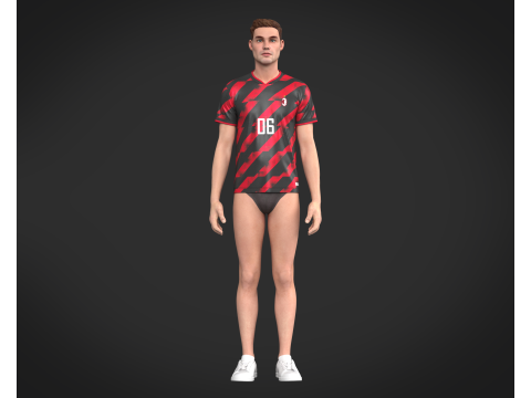 Soccer Red Stripe jersey Player-06 3Dモデル