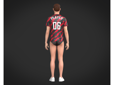 Soccer Red Stripe jersey Player-06 3Dモデル