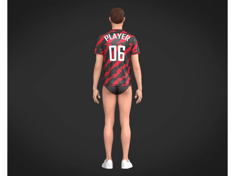 Soccer Red Stripe jersey Player-06 3D Model