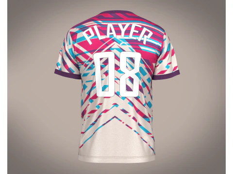 Soccer Red Stripe Jersey Player 08 3D Model