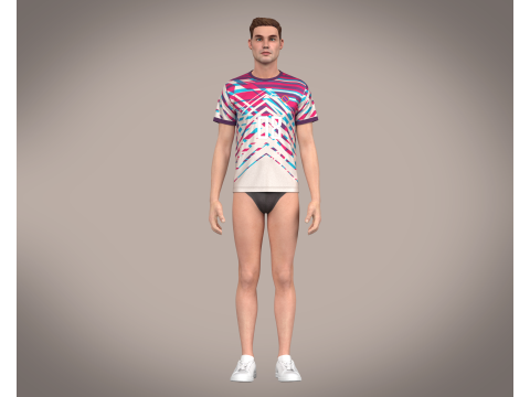Soccer Red Stripe Jersey Player 08 3D Model