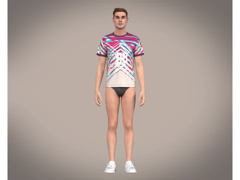 Soccer Red Stripe Jersey Player 08 3D Model