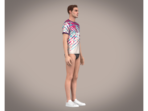 Soccer Red Stripe Jersey Player 08 3D Model