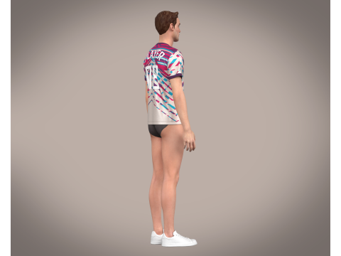 Soccer Red Stripe Jersey Player 08 3D Model