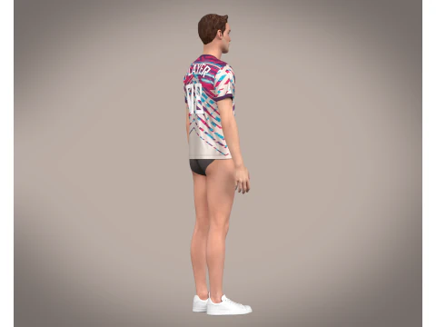Soccer Red Stripe Jersey Player 08 3D Model