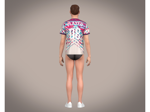 Soccer Red Stripe Jersey Player 08 3D Model