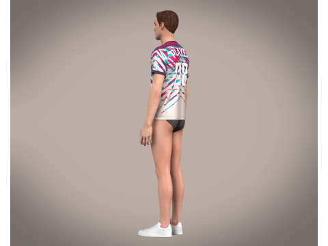 Soccer Red Stripe Jersey Player 08 3D Model