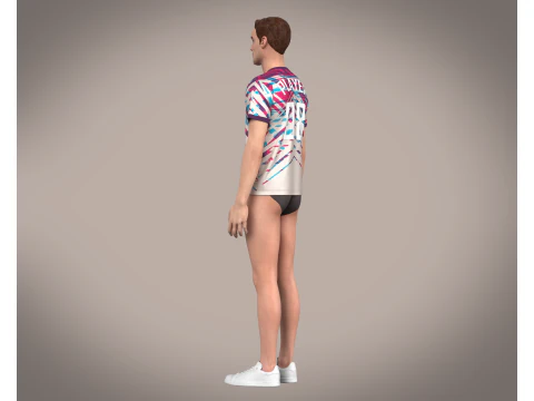 Soccer Red Stripe Jersey Player 08 3D Model