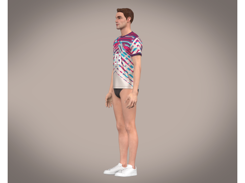 Soccer Red Stripe Jersey Player 08 3D Model