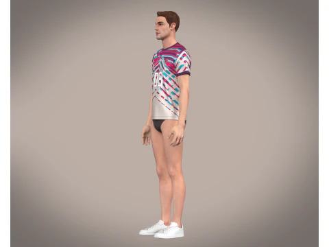 Soccer Red Stripe Jersey Player 08 3D Model
