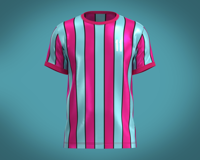 Soccer Red Stripe Jersey Player-11 3D Модель .c4d .max .obj .3ds .fbx .stl .blend 