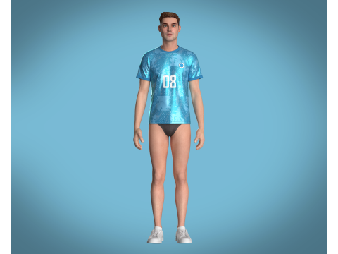 Soccer Sports Blue Jersey - 08 3D 模型