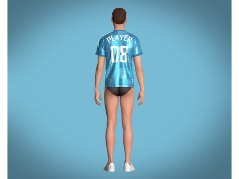 Soccer Sports Blue Jersey - 08 3D 模型