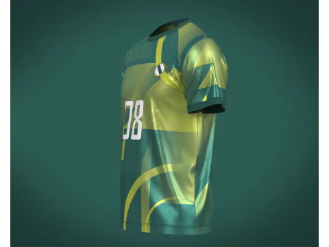 Soccer Sports Green Jersey Player-08 V2 3D Model