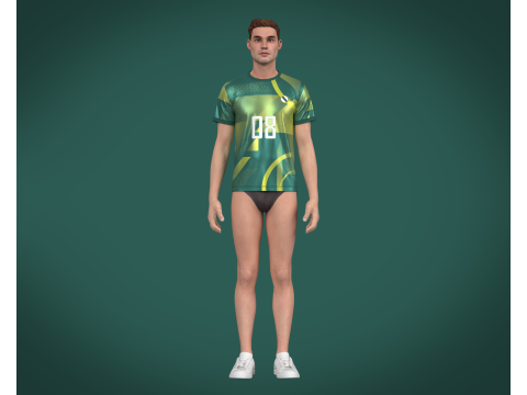 Soccer Sports Green Jersey Player-08 V2 3D मॉडल