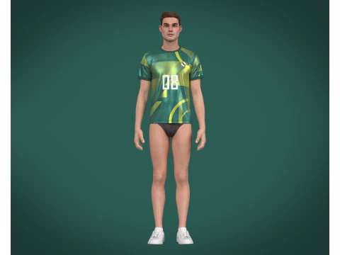 Soccer Sports Green Jersey Player-08 V2 3D Model