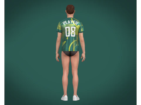 Soccer Sports Green Jersey Player-08 V2 3D Model