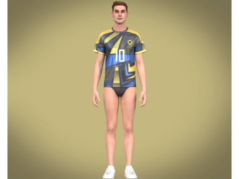 Soccer Sports Print Jersey Player-10 3D-Modell