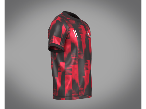 Soccer Sports Red and Black Jersey Player-11 3D Model