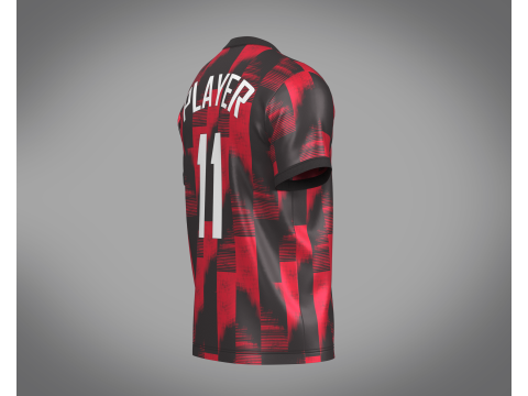 Soccer Sports Red and Black Jersey Player-11 3D Model
