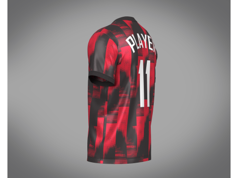 Soccer Sports Red and Black Jersey Player-11 3D Model