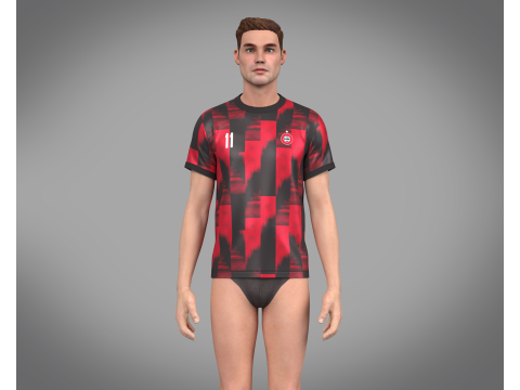 Soccer Sports Red and Black Jersey Player-11 3D Model