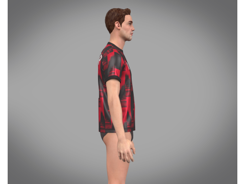 Soccer Sports Red and Black Jersey Player-11 3D Model