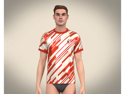 Soccer Sports Red Jersey Player 11 3D Model