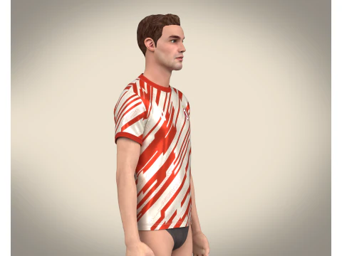 Soccer Sports Red Jersey Player 11 3D Model