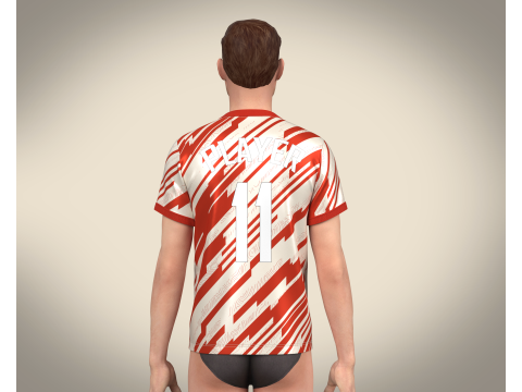 Soccer Sports Red Jersey Player 11 3D-Modell