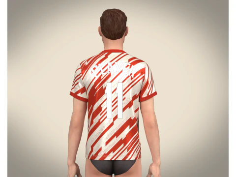 Soccer Sports Red Jersey Player 11 3D Model