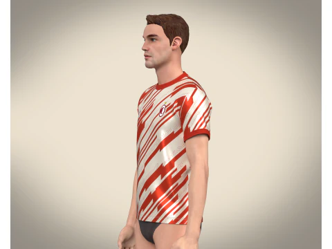 Soccer Sports Red Jersey Player 11 3D Model