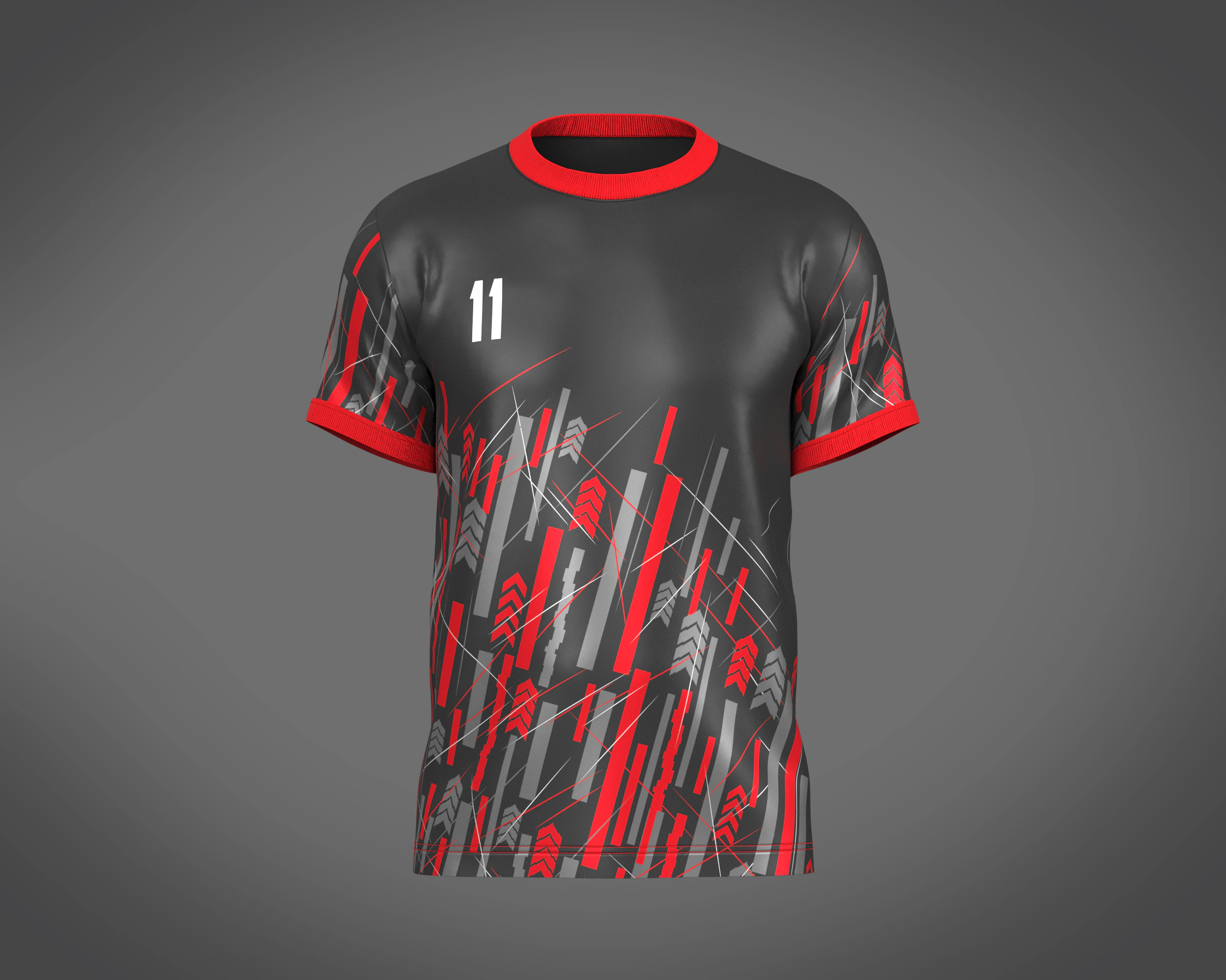 Soccer Sports Red Jersey Player-11 3D Model .c4d .max .obj .3ds .fbx .stl .blend 