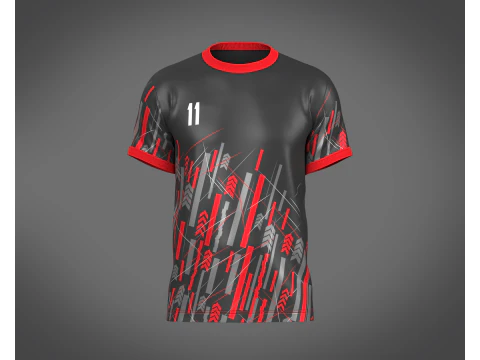 सॉकर स्पोर्ट्स रेड जर्सी प्लेयर-11 3D मॉडल