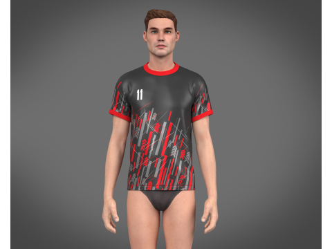 Soccer Sports Red Jersey Player-11 3D Model