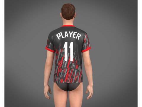 Soccer Sports Red Jersey Player-11 3D Model