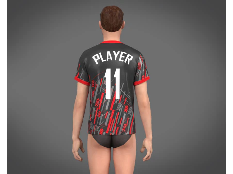 Soccer Sports Red Jersey Player-11 3D Model